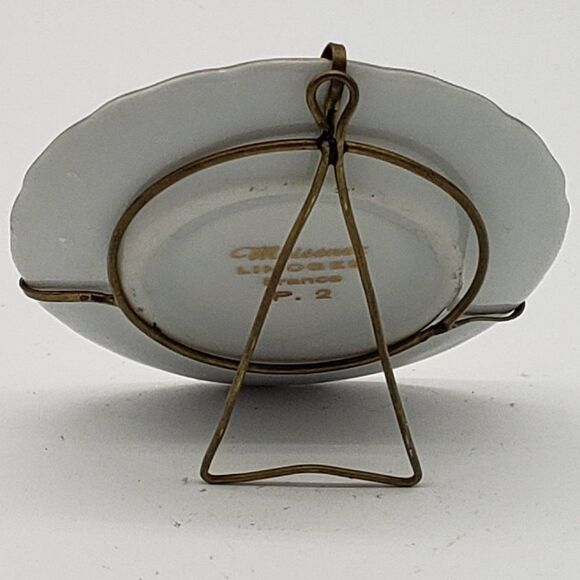 Limoges France Vintage Porcelain Cranberry Gold Gilt Romance Couple Mini Plate - Picture 3 of 6